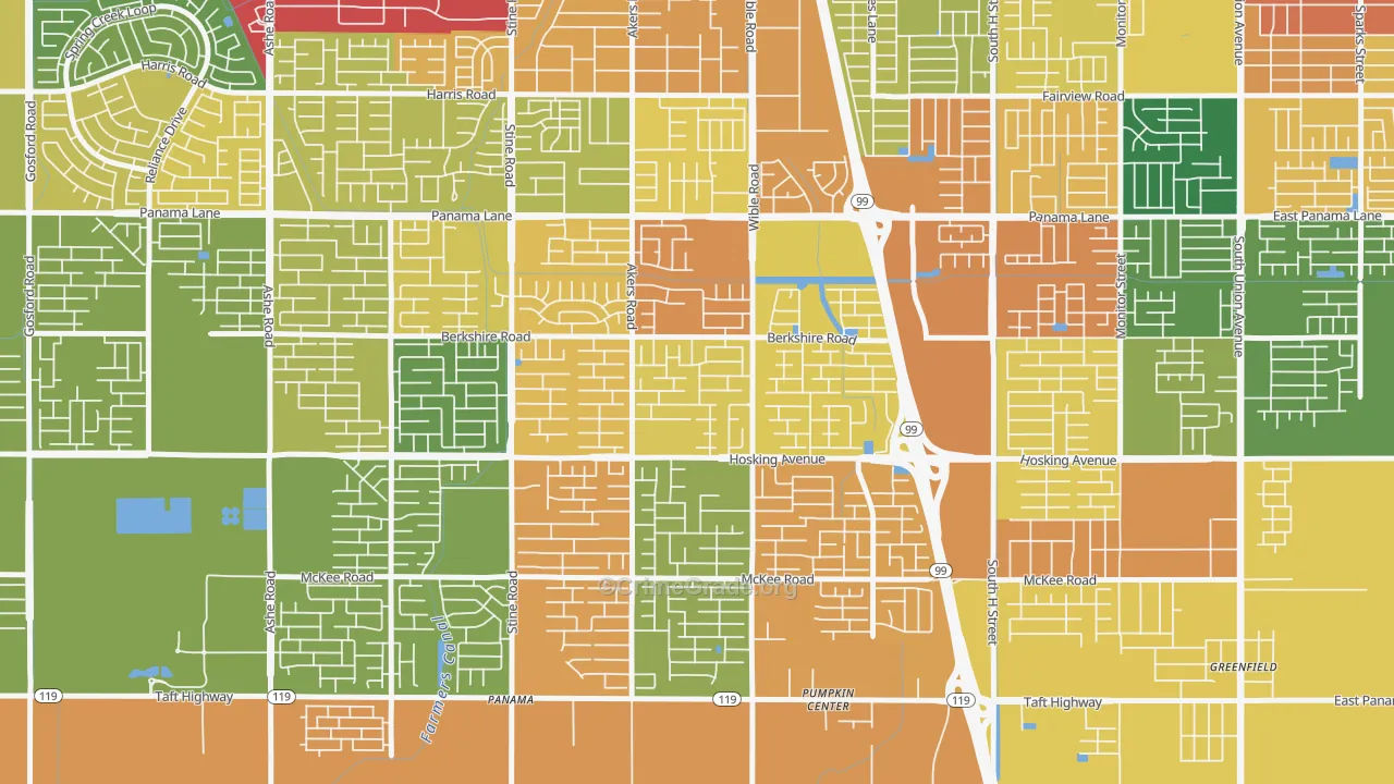 Stonegate, Bakersfield, CA Map of Burglary Rates