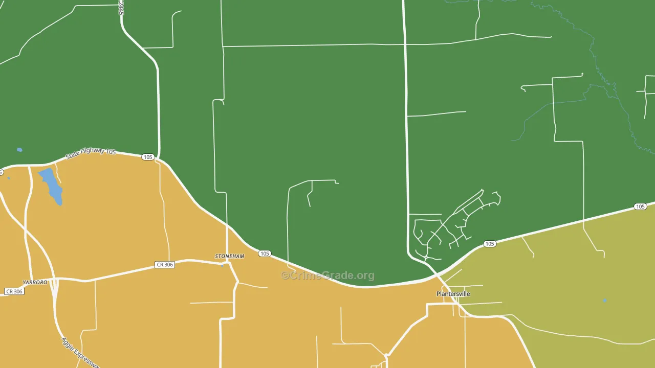 Stoneham, TX Map of Burglary Rates