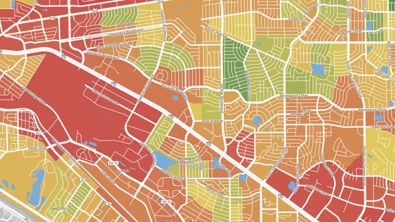 Stonehaven, El Paso, TX Map of Burglary Rates