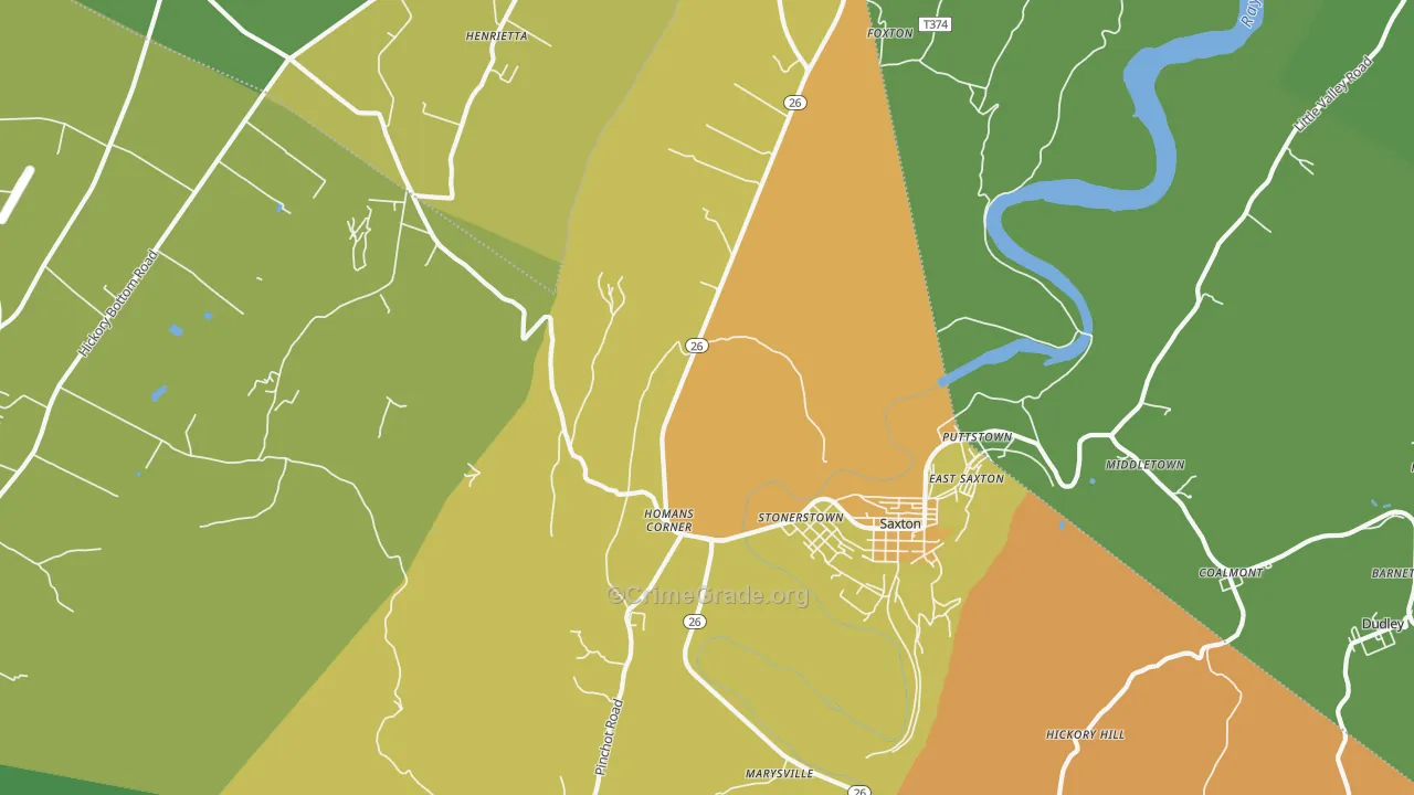 Stonerstown, PA Map of Burglary Rates