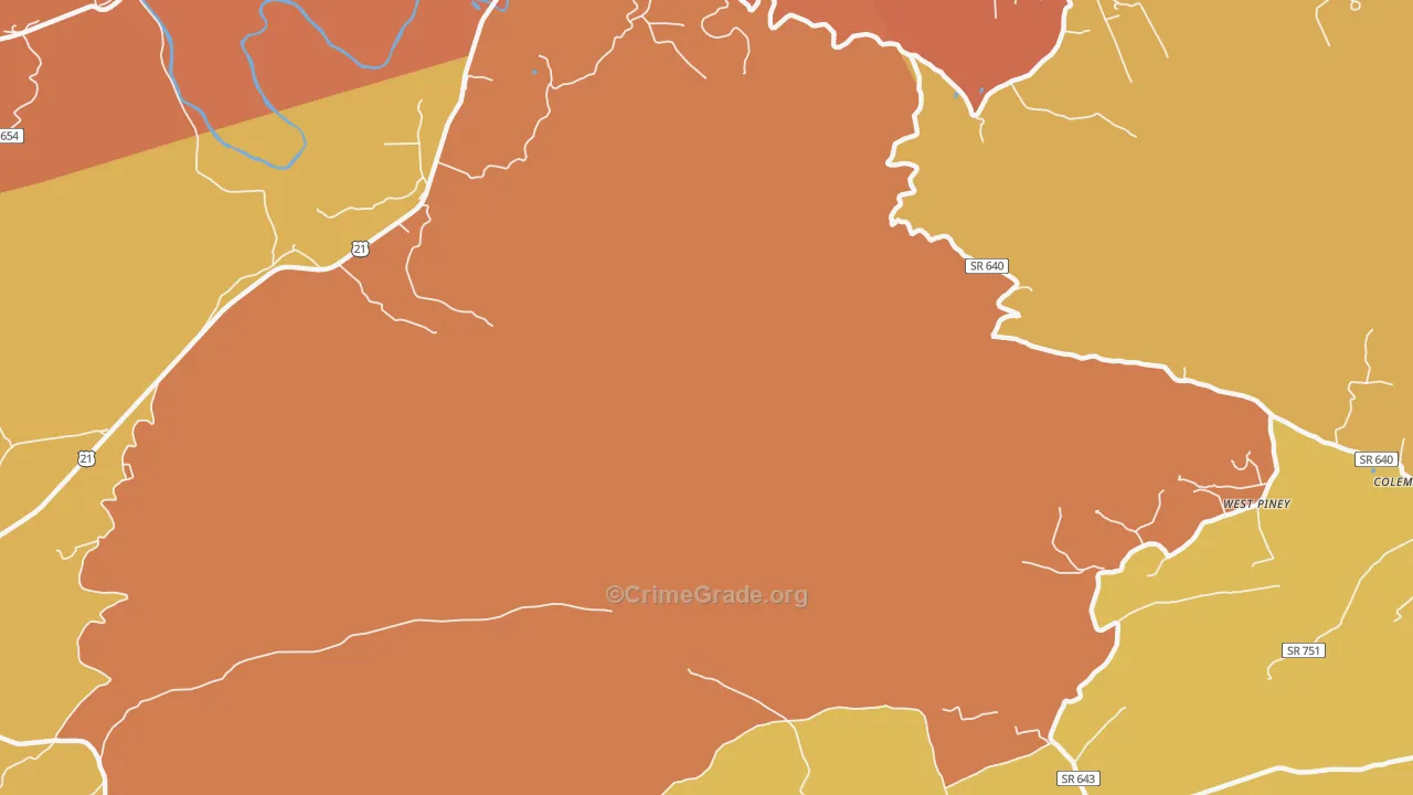 Stones Mill, VA Map of Burglary Rates