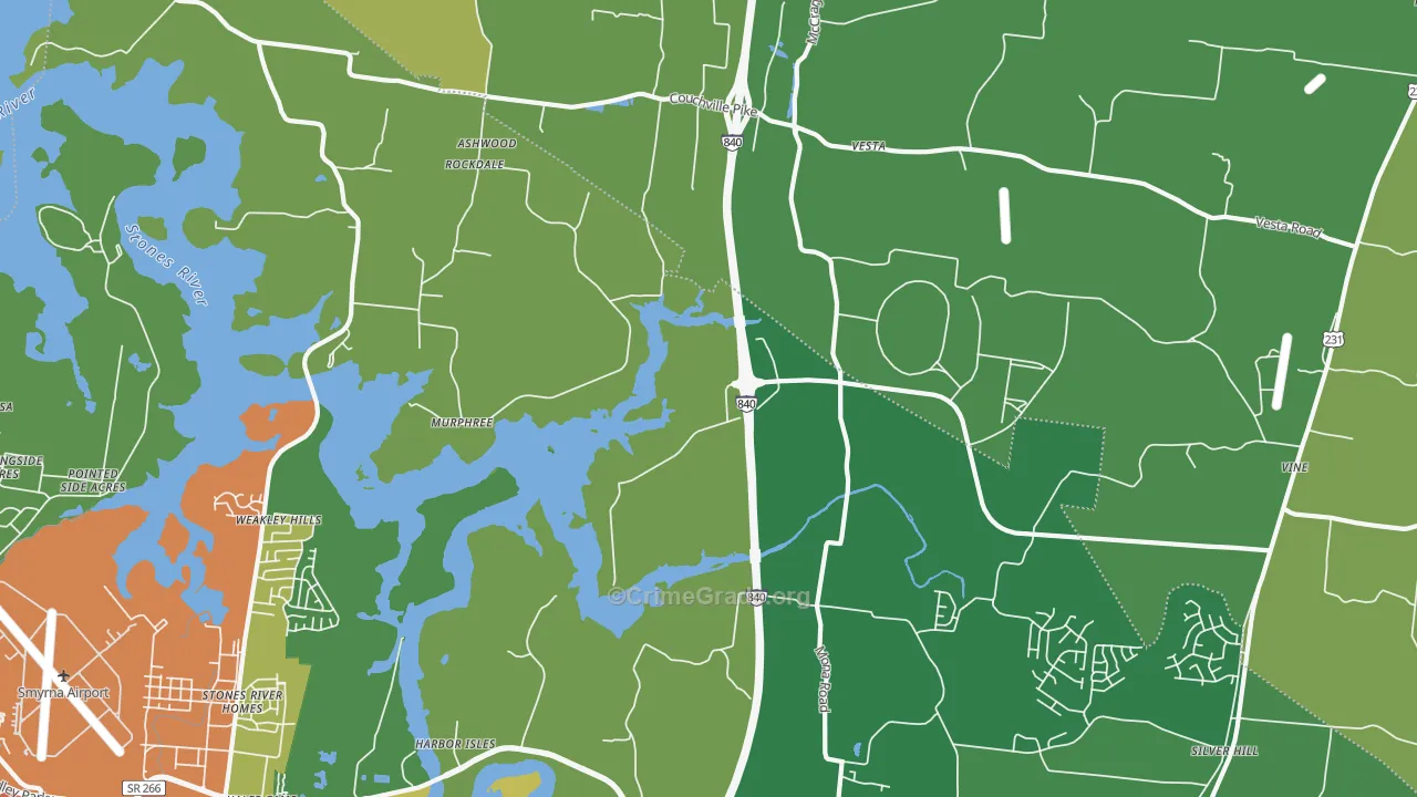 Stones River Homes, TN Map of Burglary Rates
