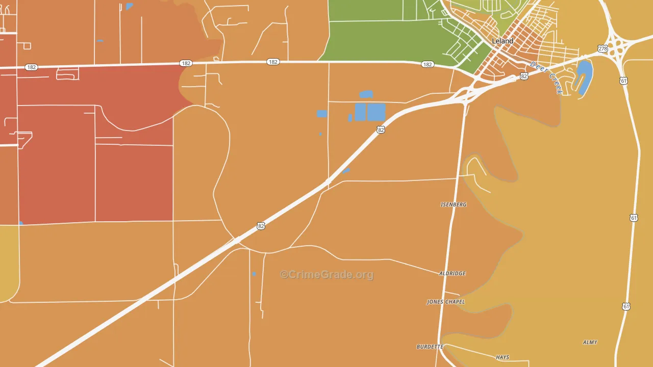 Stoneville, MS Map of Burglary Rates