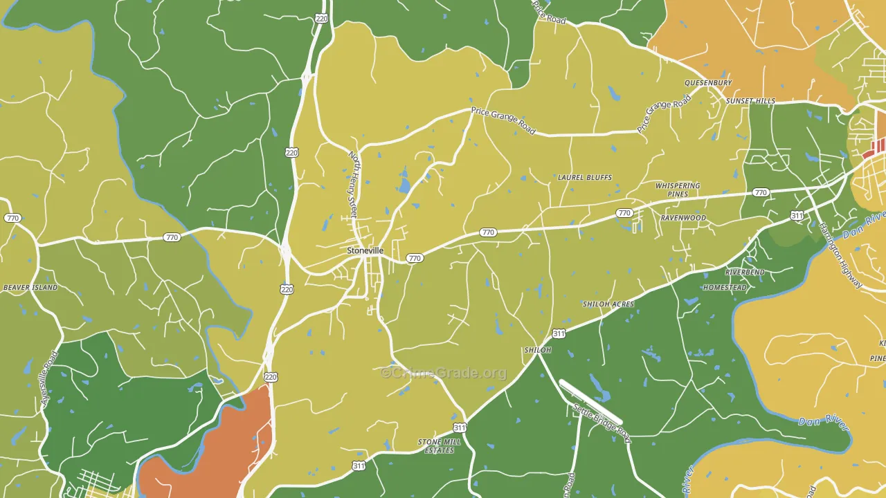 Stoneville, NC Map of Burglary Rates