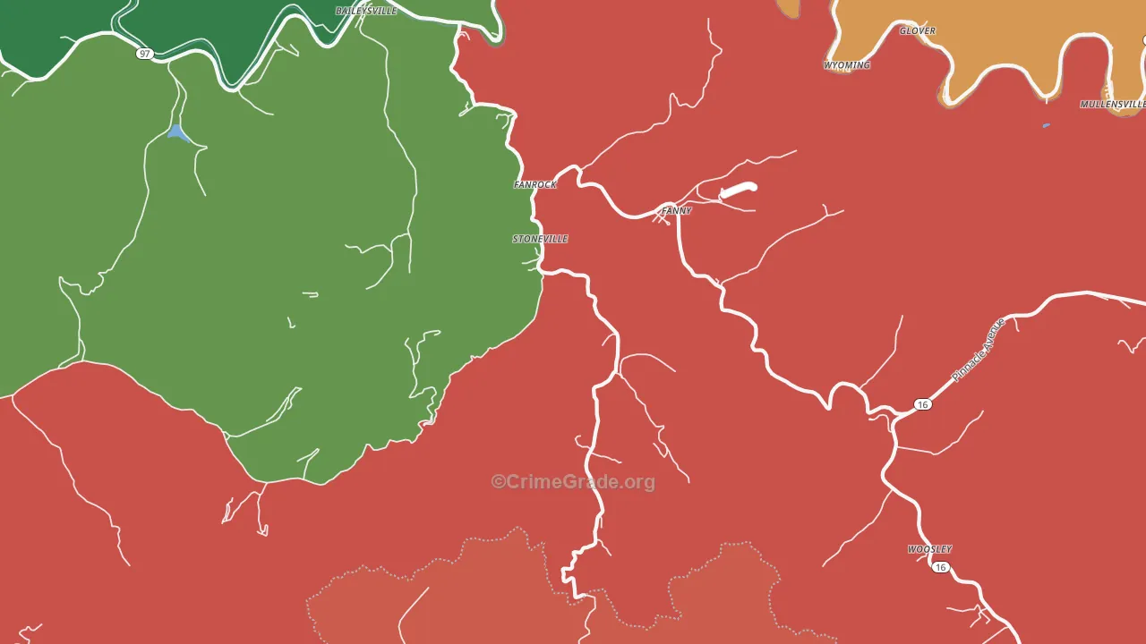 Stoneville, WV Map of Burglary Rates