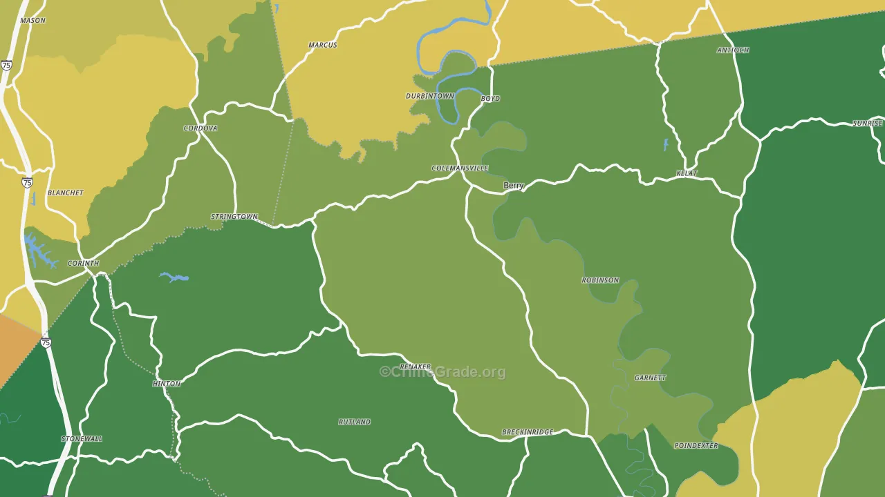 Stonewall, KY Map of Burglary Rates