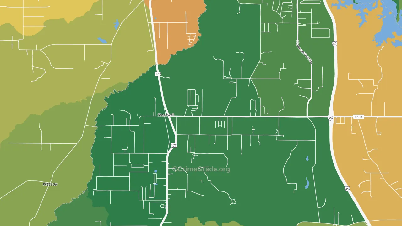 Stonewall, LA Map of Burglary Rates