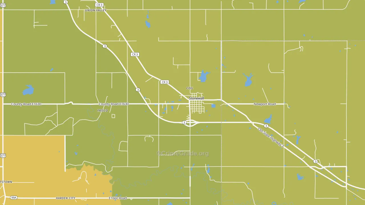 Stonewall, OK Map of Burglary Rates