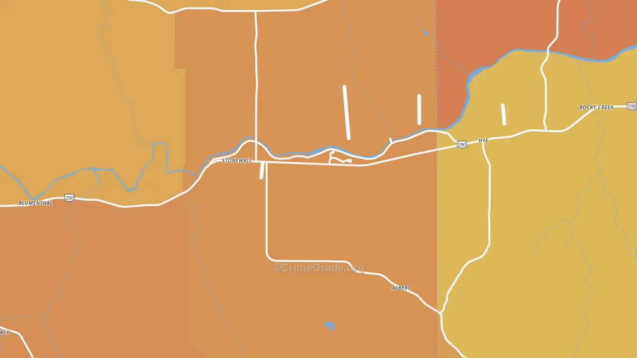 Stonewall, TX Map of Burglary Rates