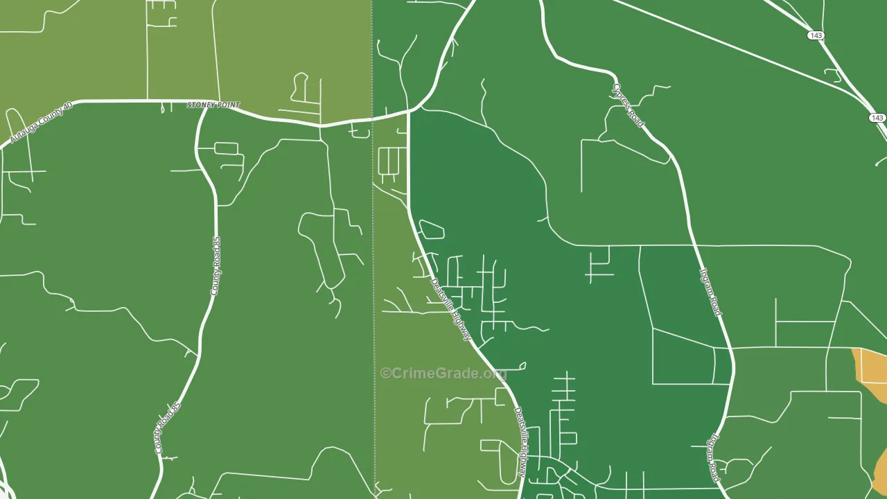 Stoney Point, AL Map of Burglary Rates