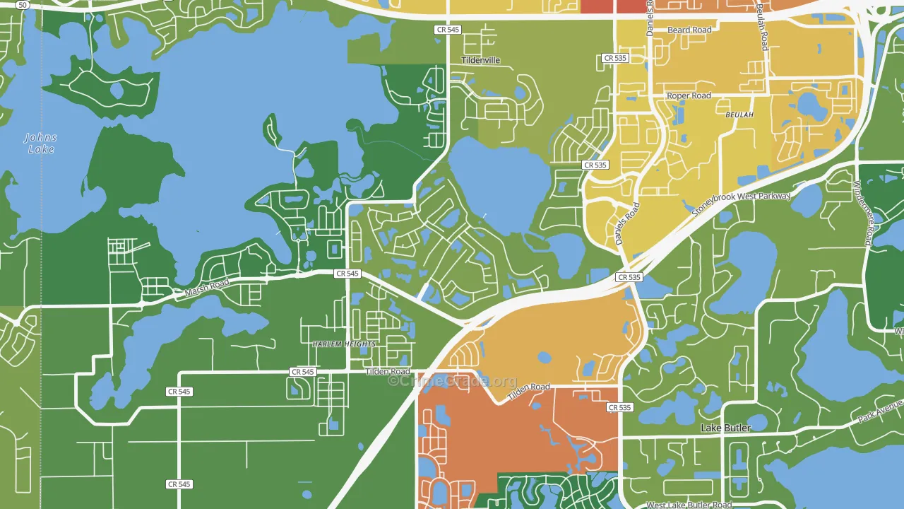 Stoneybrook West, Winter Garden, FL Map of Burglary Rates
