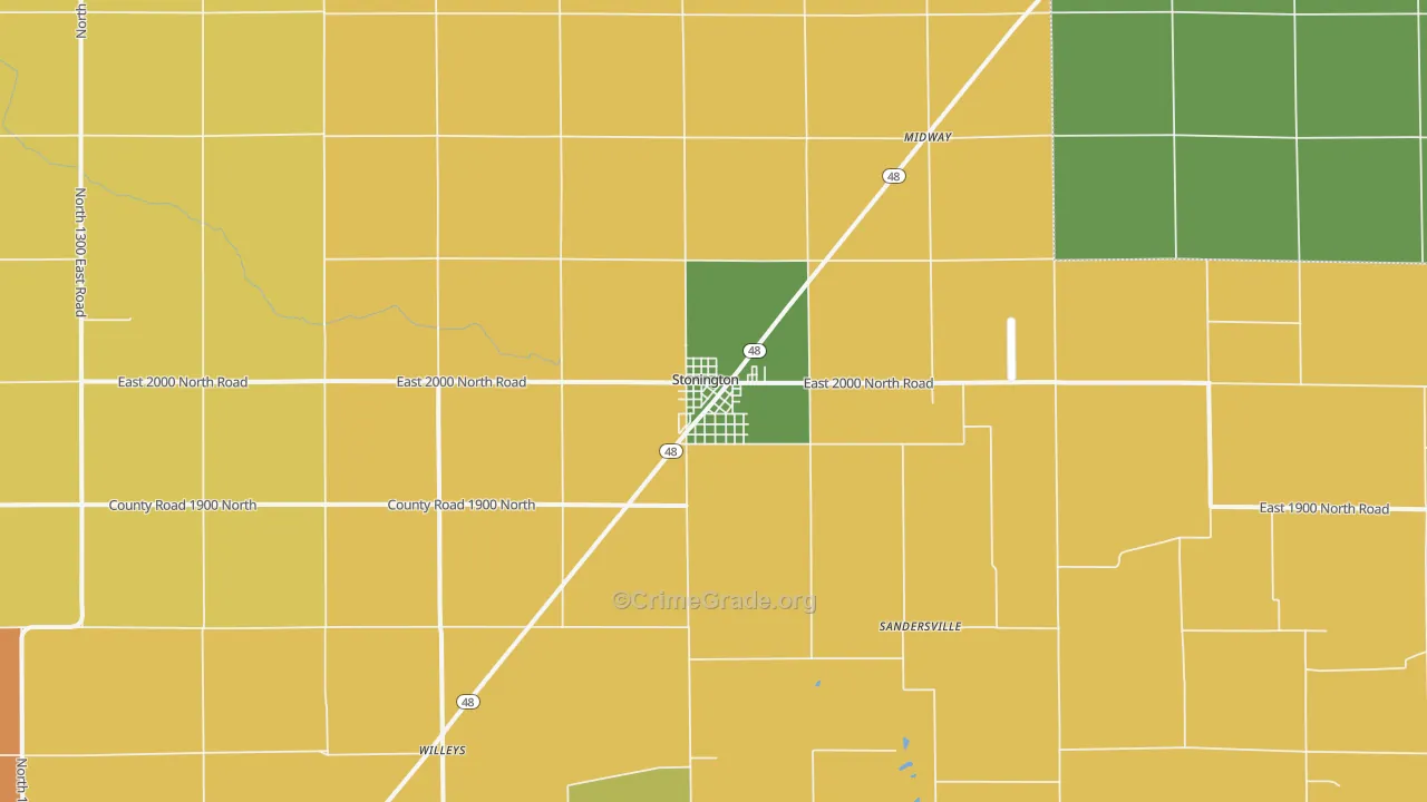 Stonington, IL Map of Burglary Rates
