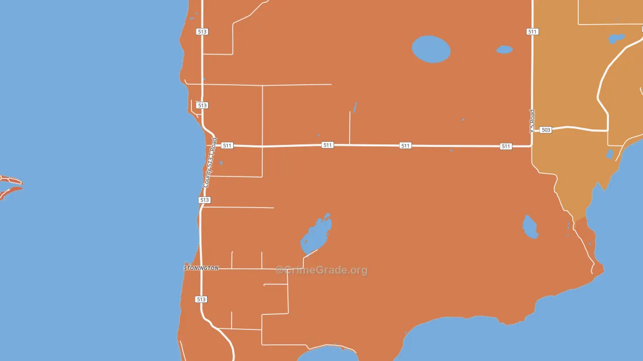 Stonington, MI Map of Burglary Rates