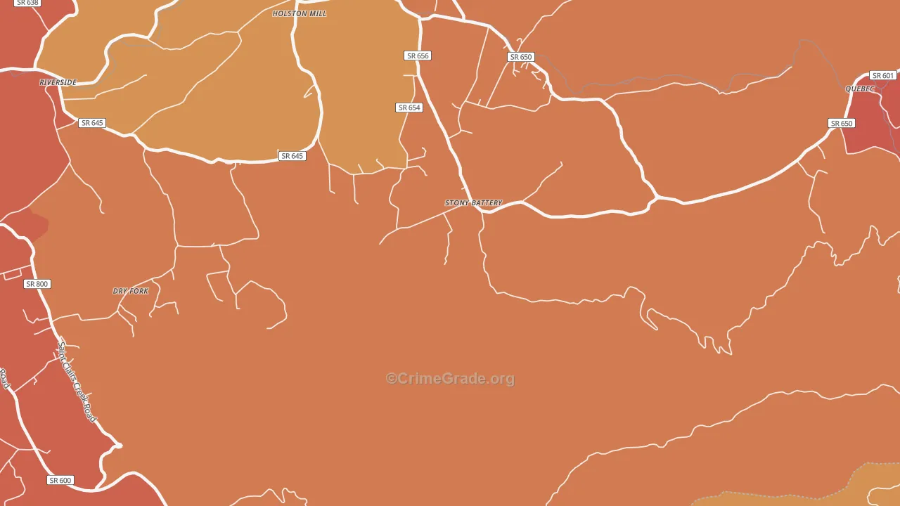 Stony Battery, VA Map of Burglary Rates