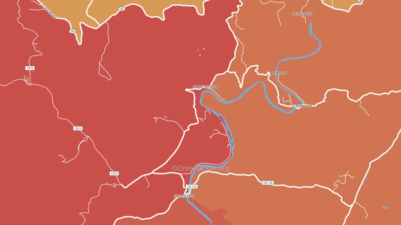 Stony Bottom, WV Map of Burglary Rates