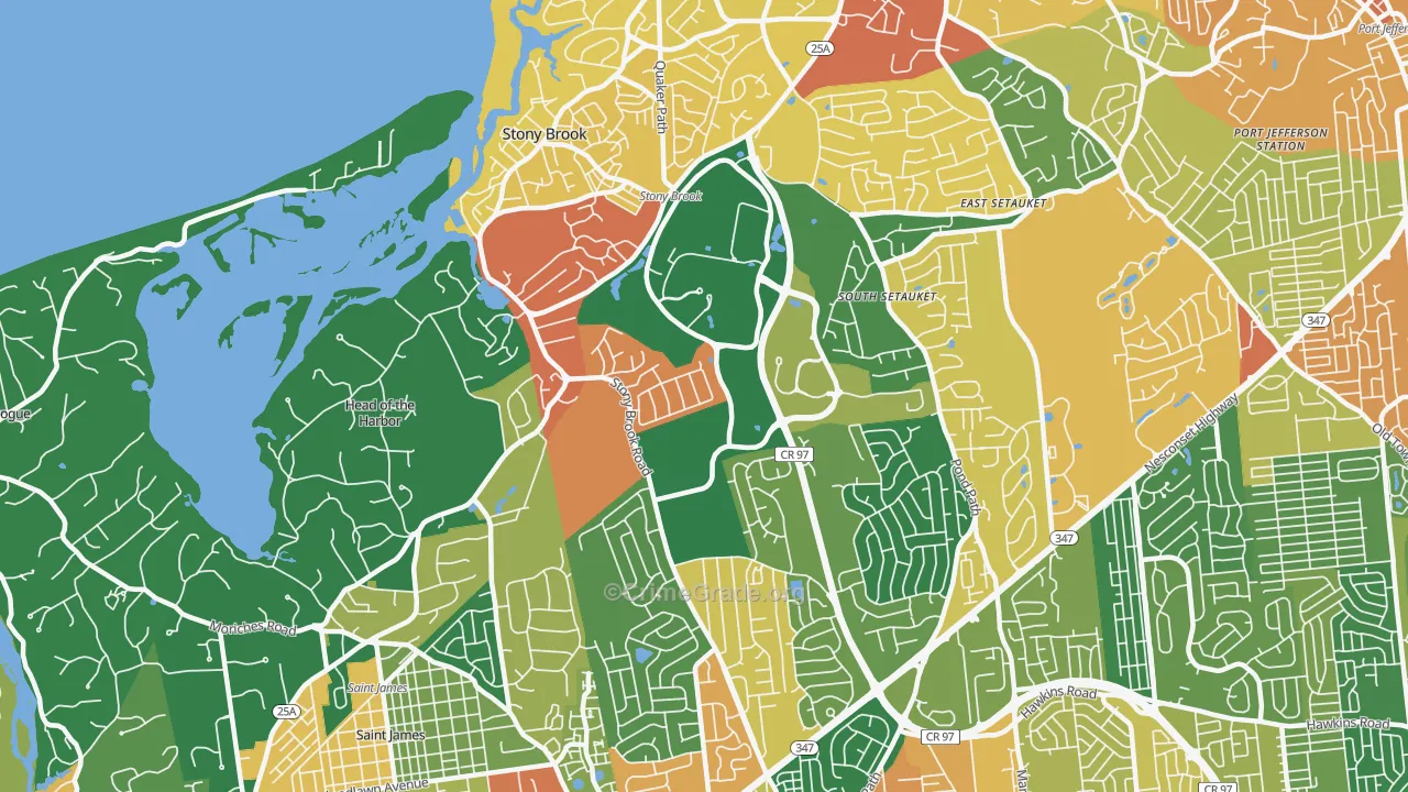 Stony Brook, NY Map of Burglary Rates