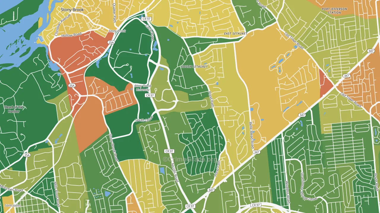Stony Brook University, NY Map of Burglary Rates