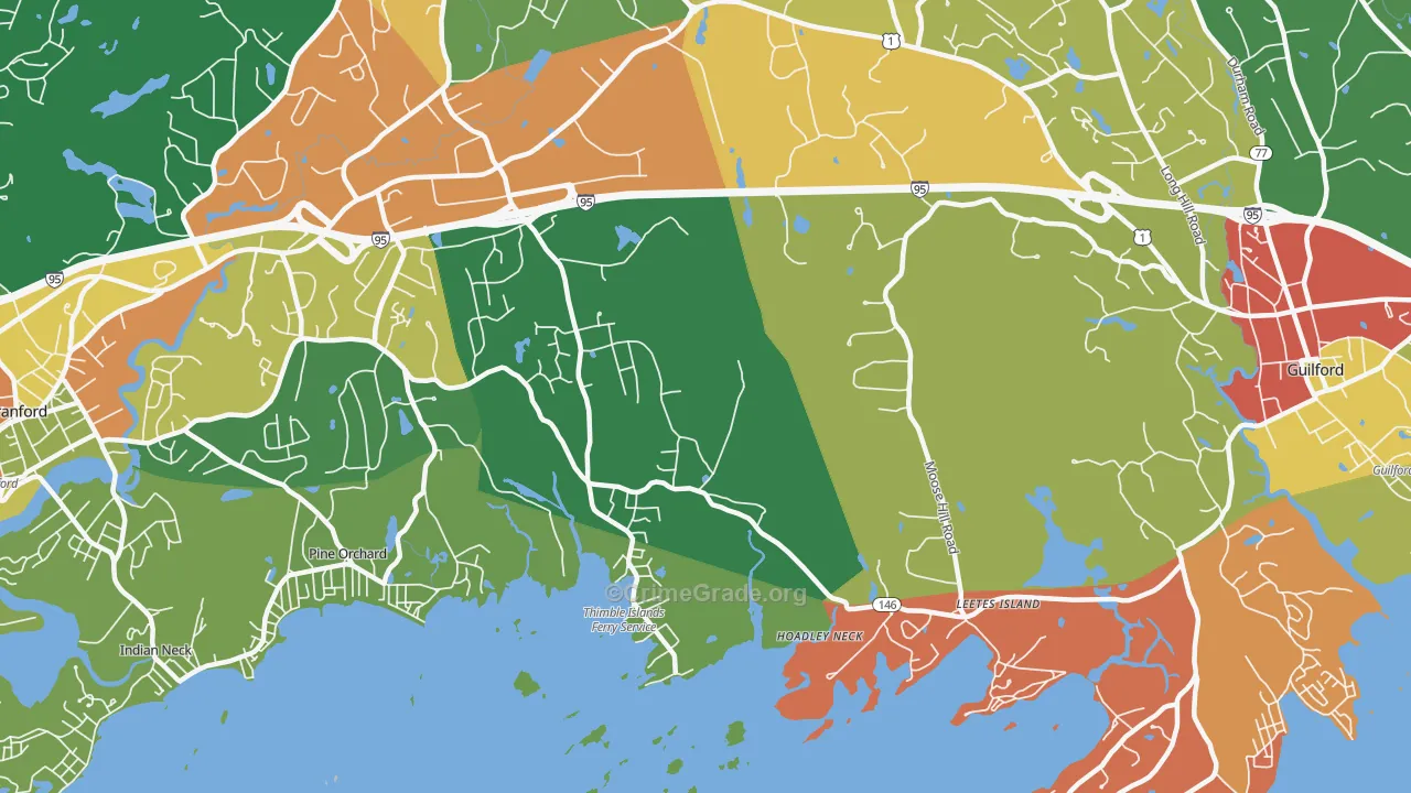 Stony Creek, CT Map of Burglary Rates