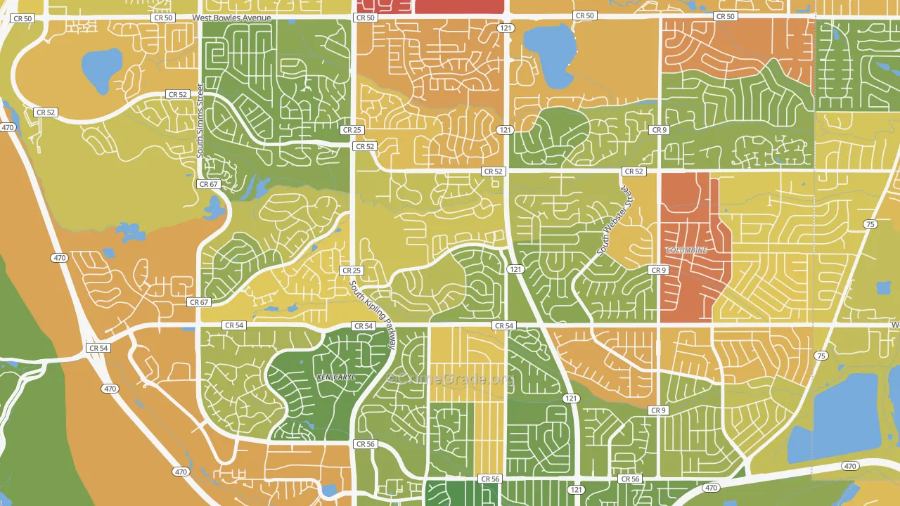 Stony Creek, Ken Caryl, CO Map of Burglary Rates