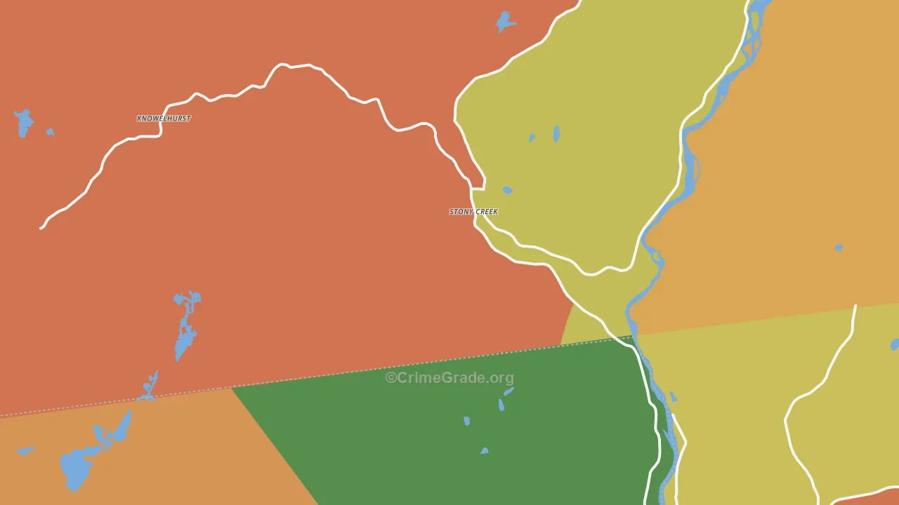 Stony Creek, NY Map of Burglary Rates