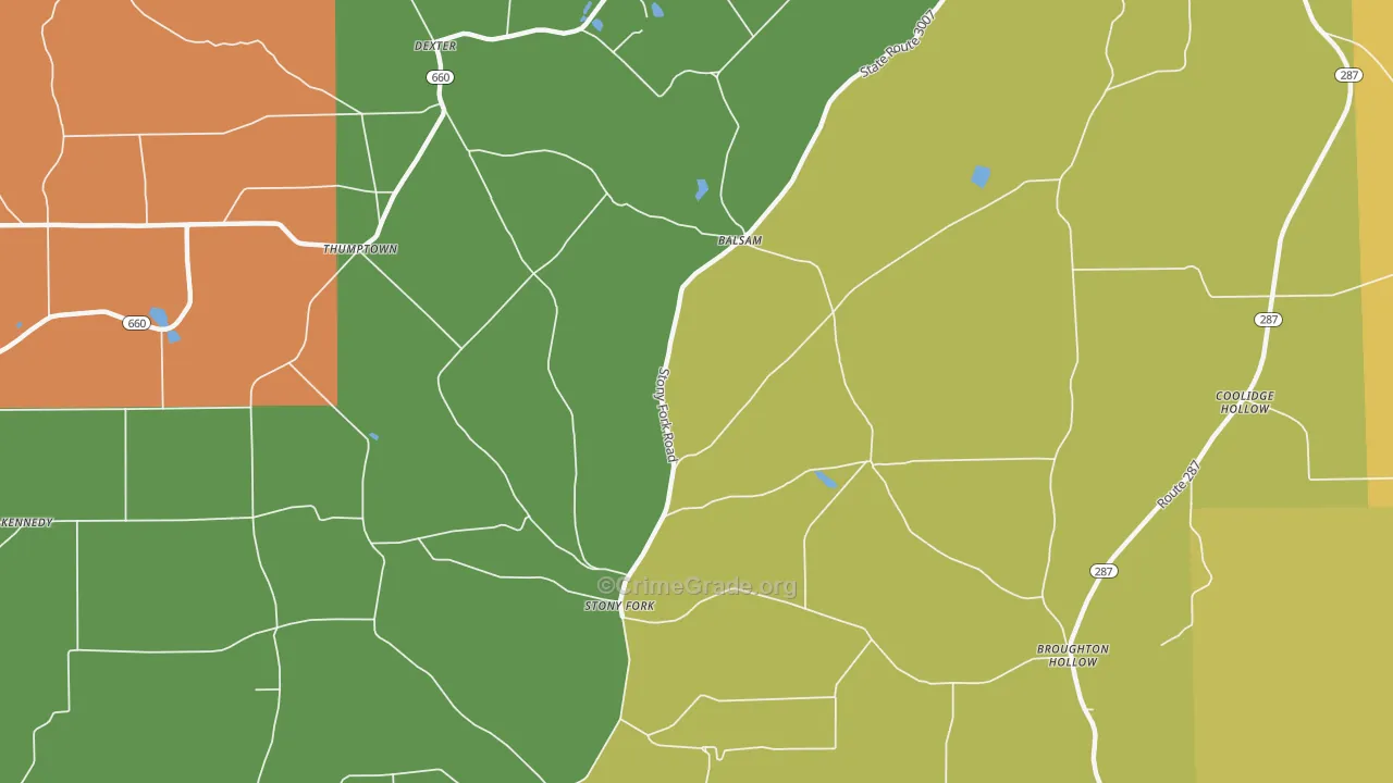 Stony Fork, PA Map of Burglary Rates