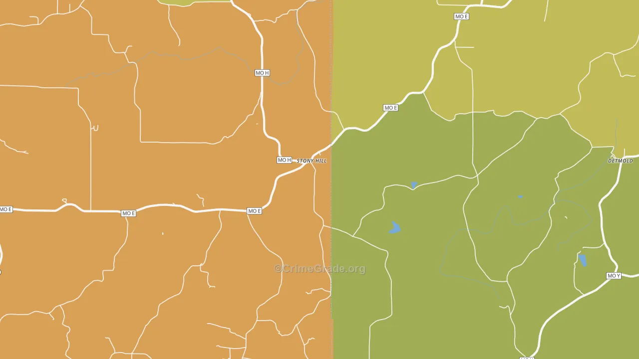 Stony Hill, MO Map of Burglary Rates