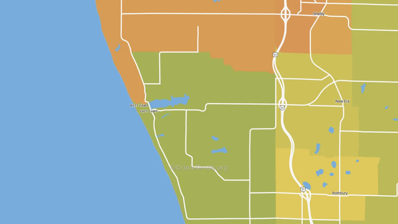 Stony Lake, MI Map of Burglary Rates