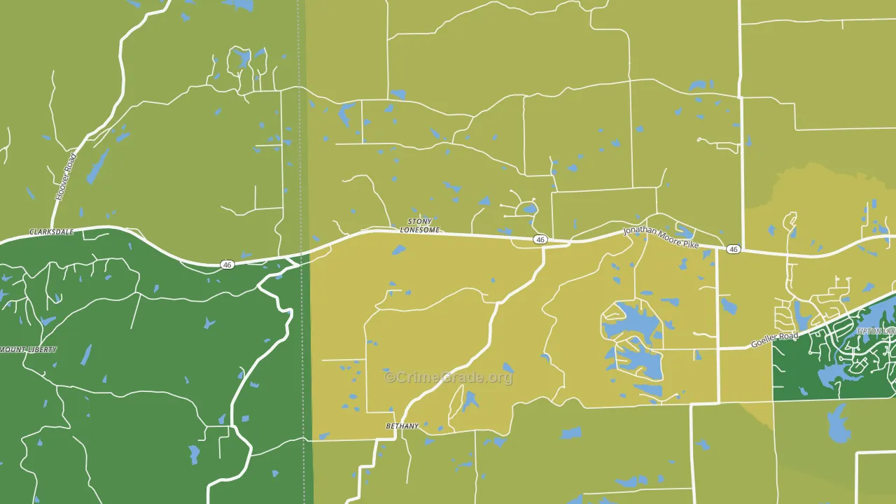 Stony Lonesome, IN Map of Burglary Rates