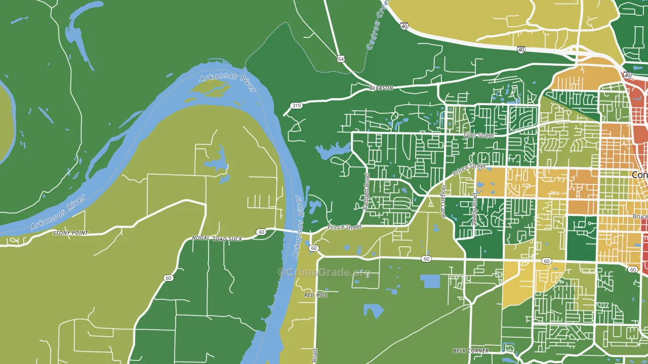 Stony Point, AR Map of Burglary Rates