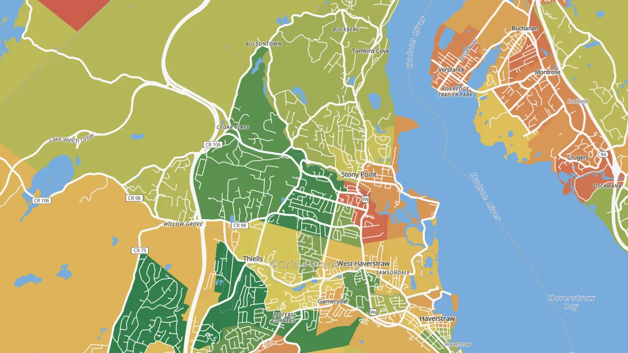 Stony Point, NY Map of Burglary Rates