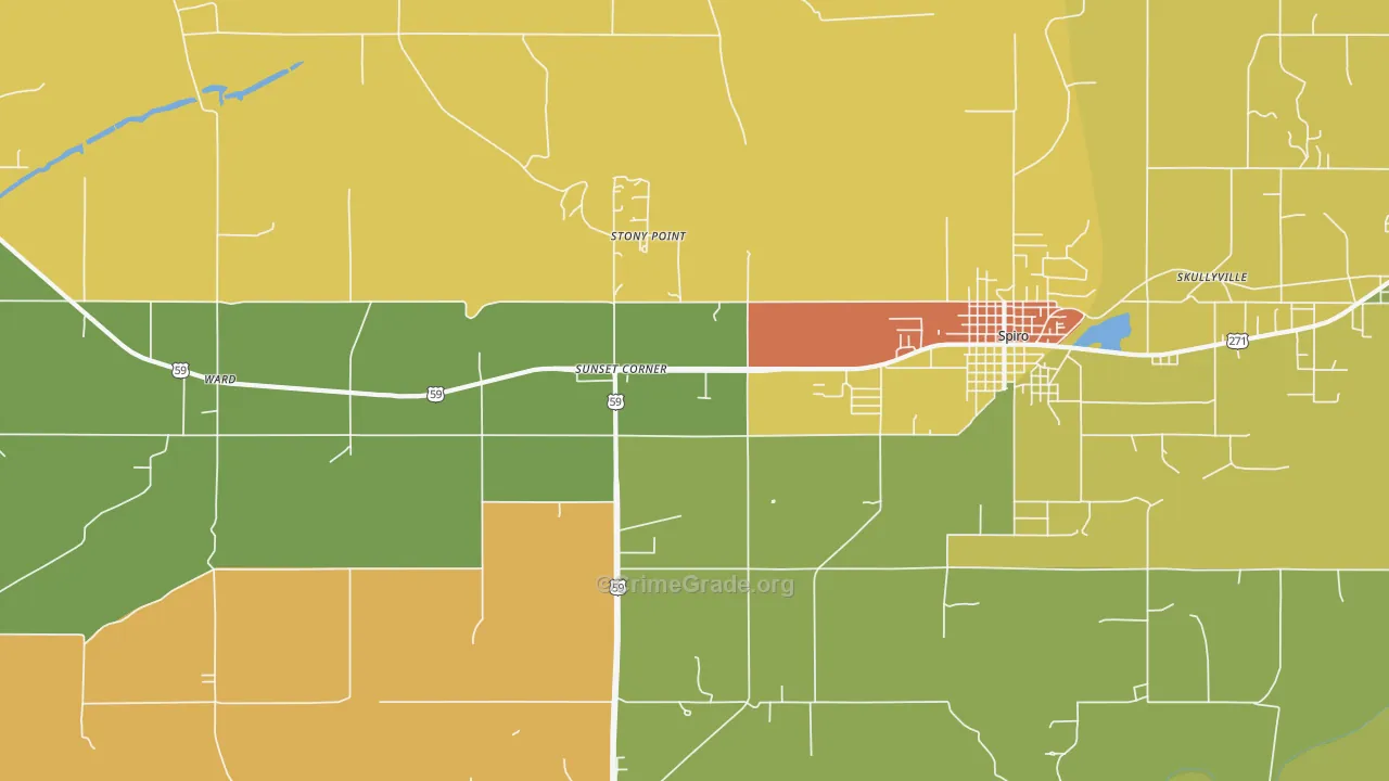 Stony Point, OK Map of Burglary Rates