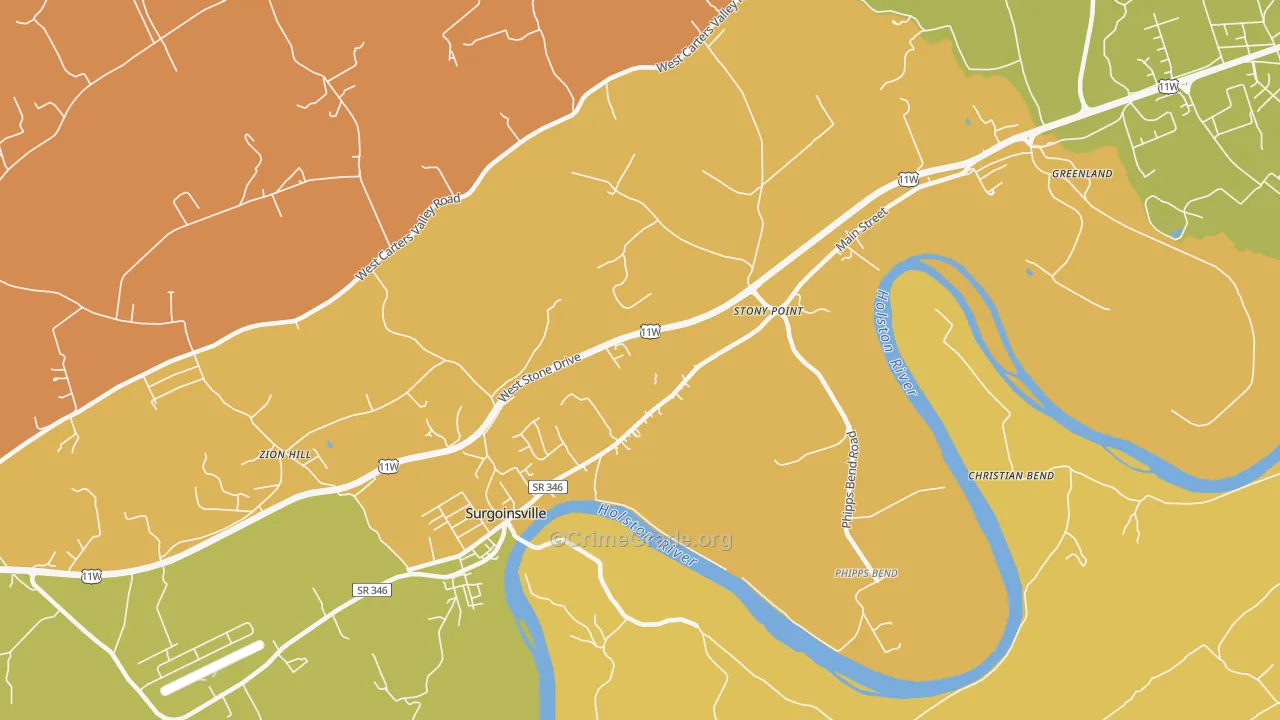 Stony Point, TN Map of Burglary Rates