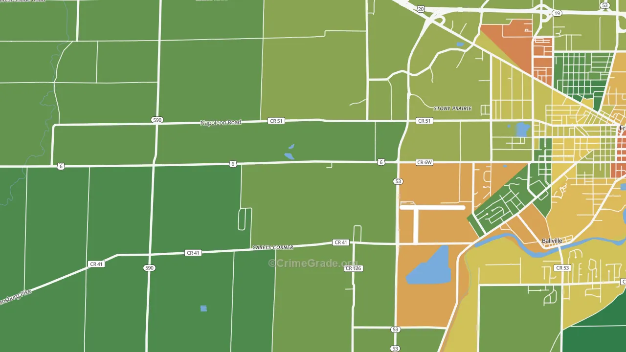 Stony Prairie, OH Map of Burglary Rates