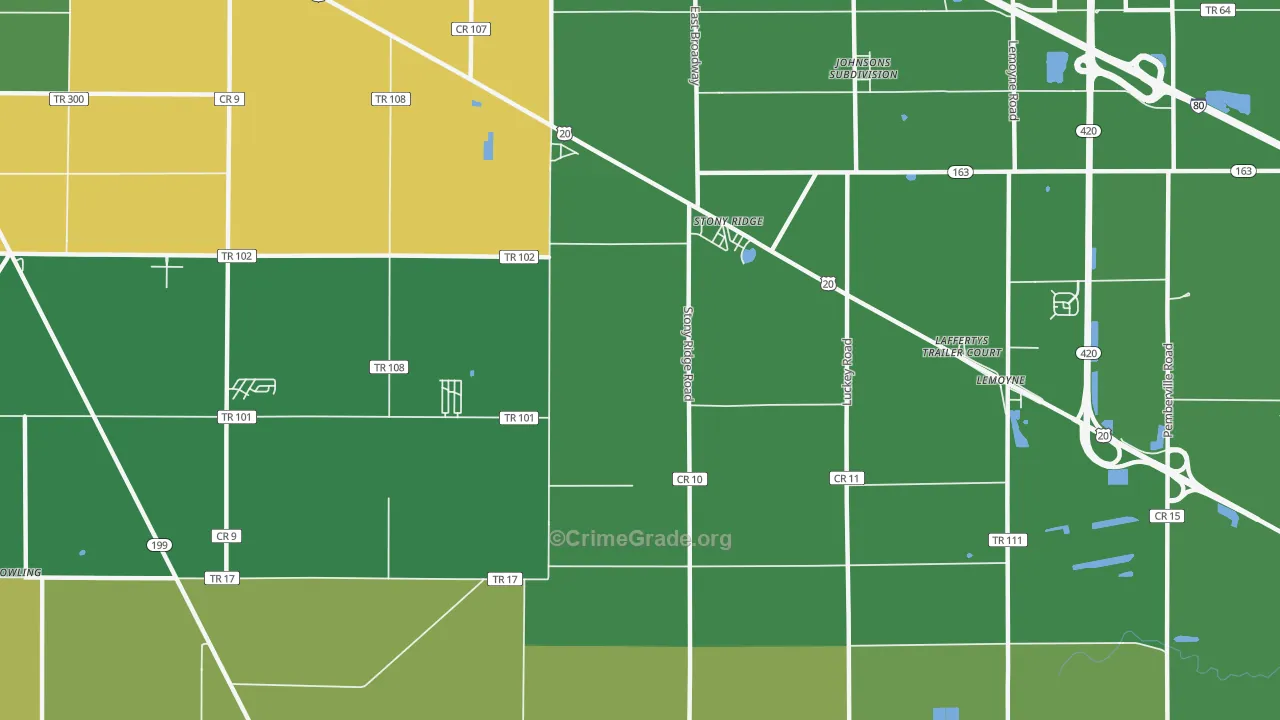 Stony Ridge, OH Map of Burglary Rates