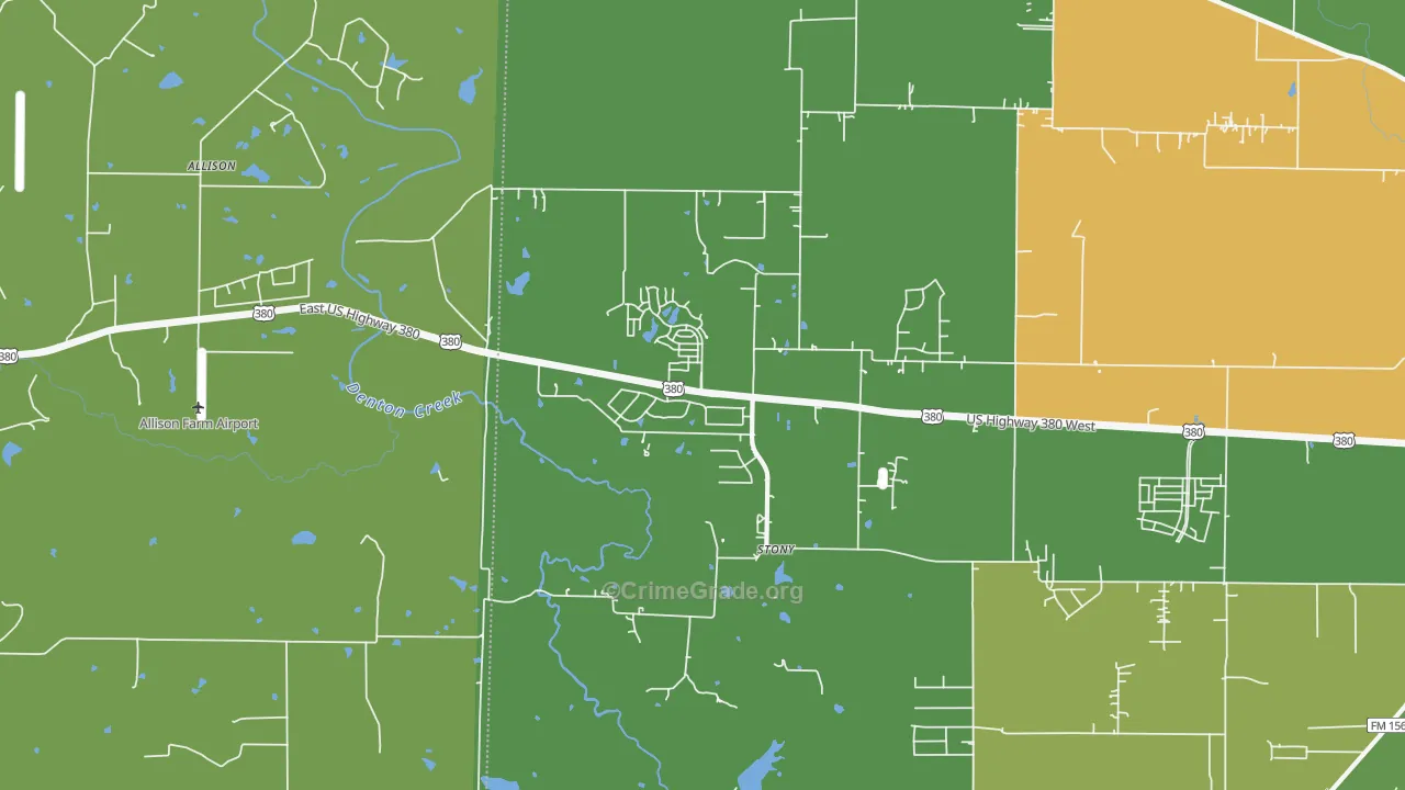Stony, TX Map of Burglary Rates