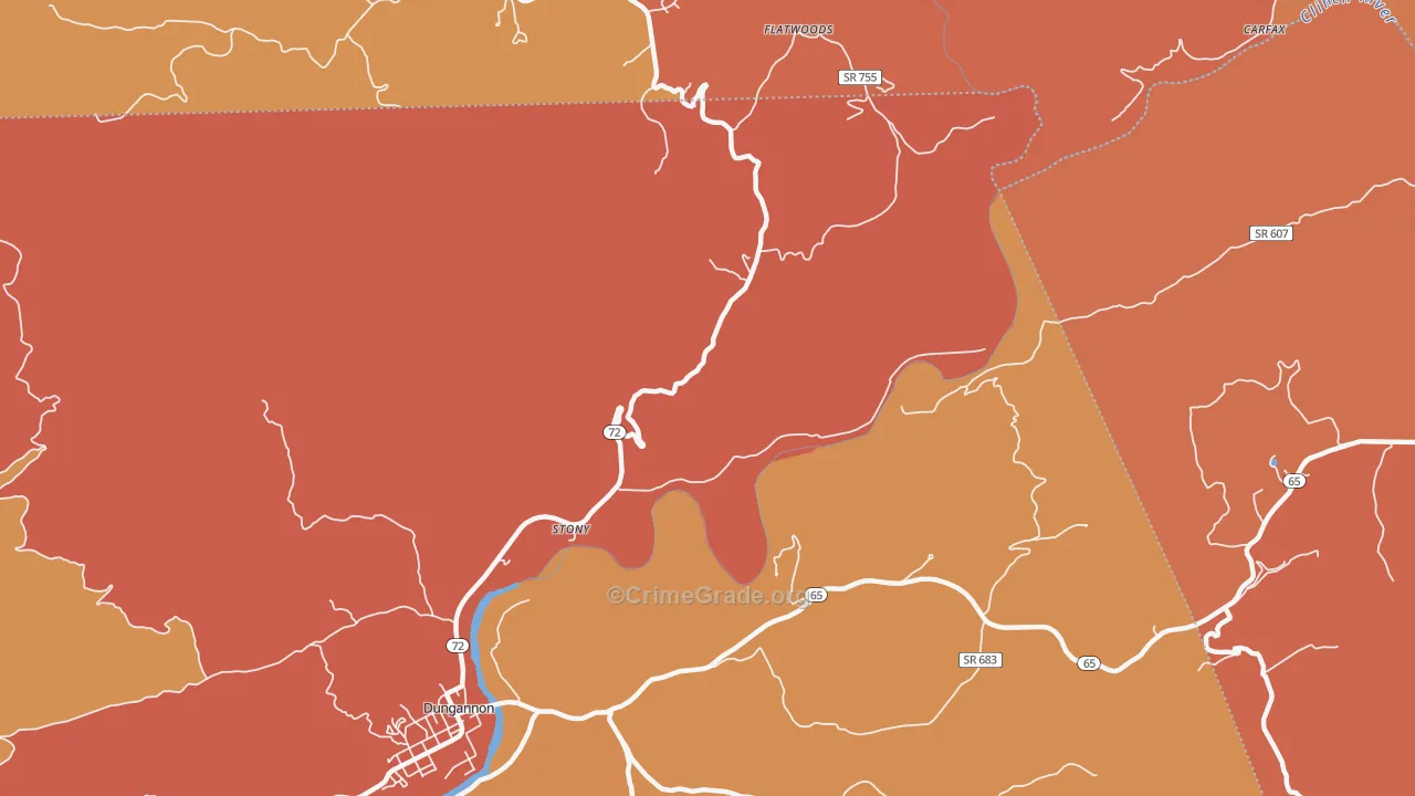 Stony, VA Map of Burglary Rates