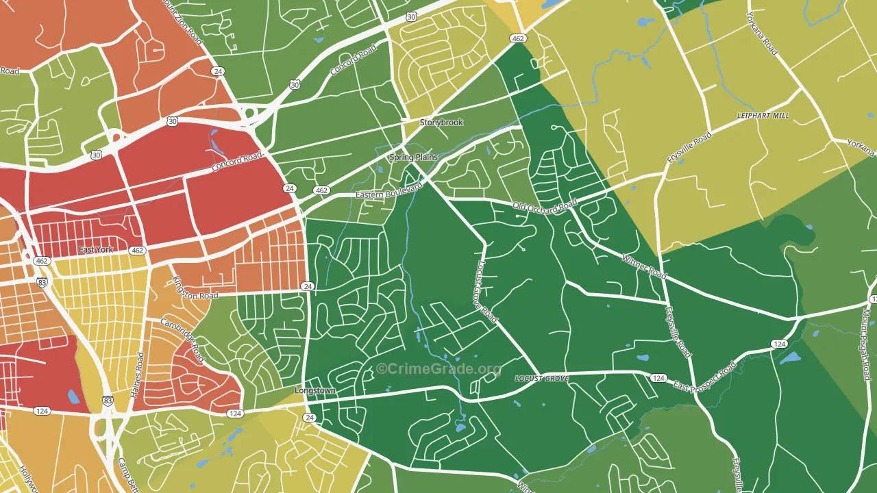 Stonybrook-Wilshire, York, PA Map of Burglary Rates