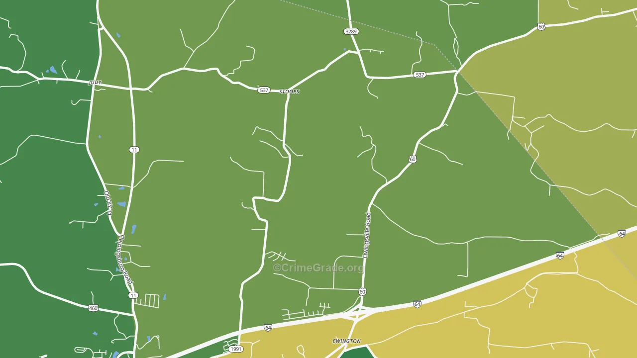 Stoops, KY Map of Burglary Rates