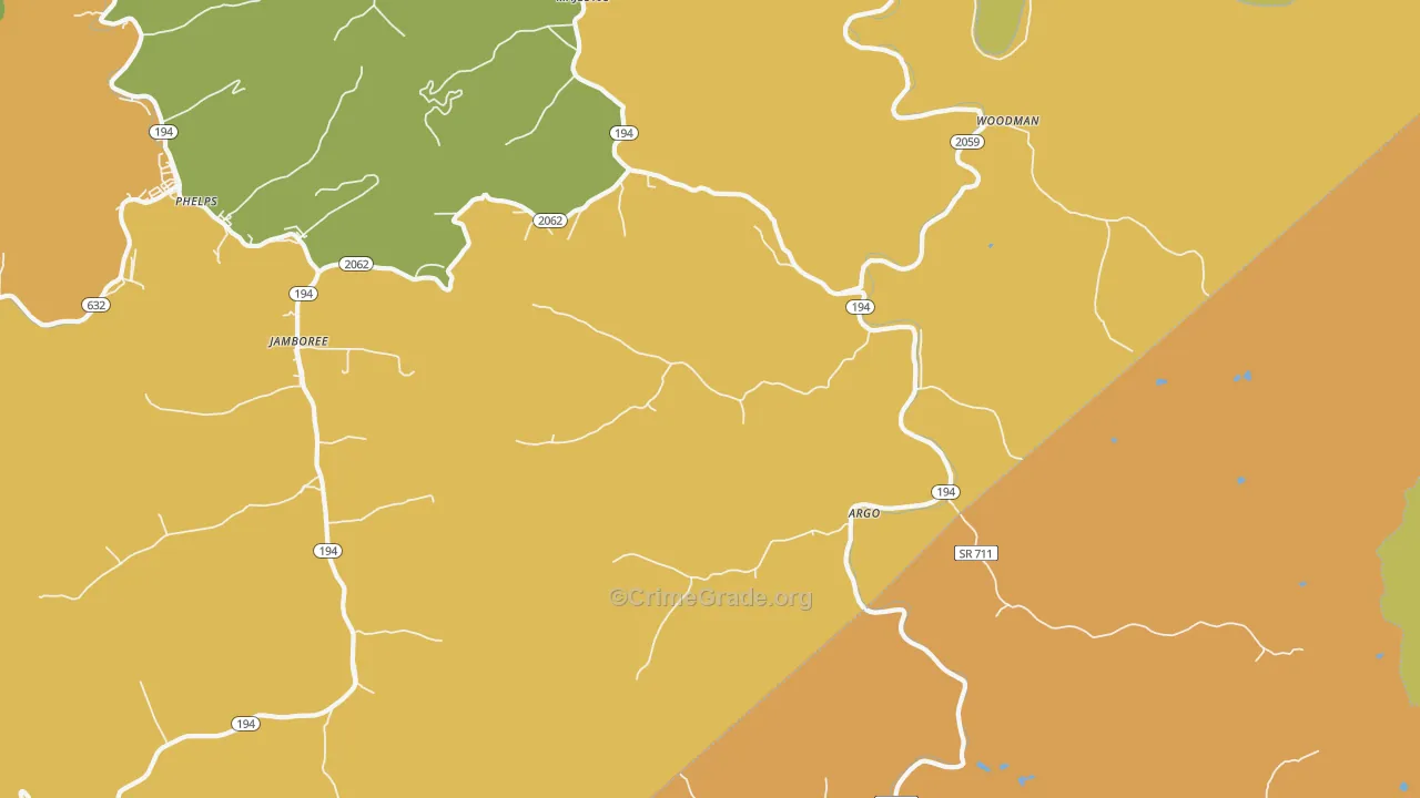 Stopover, KY Map of Burglary Rates
