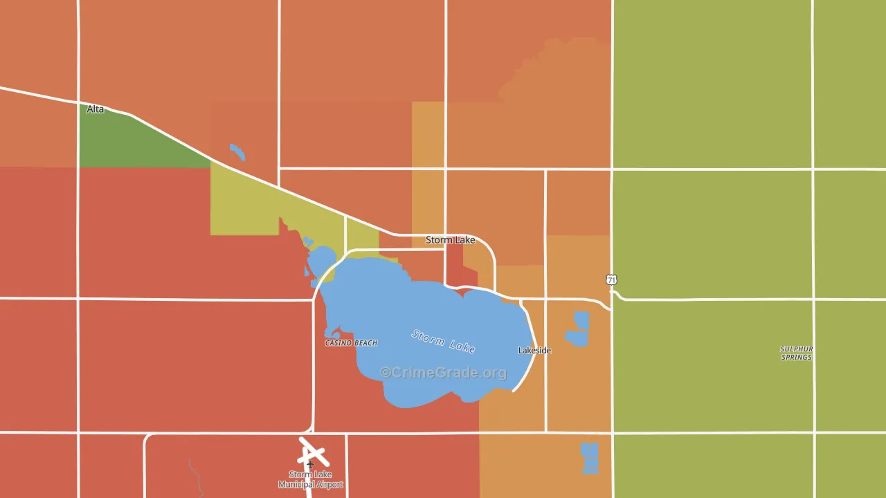 Storm Lake, IA Map of Burglary Rates
