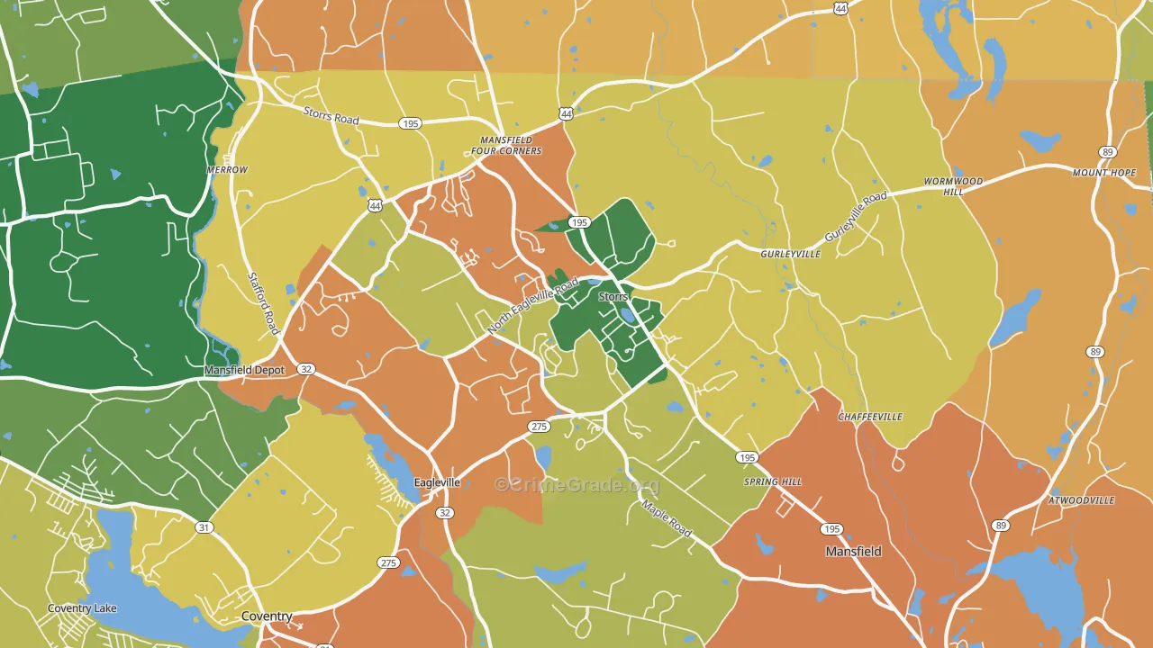 Storrs, CT Map of Burglary Rates