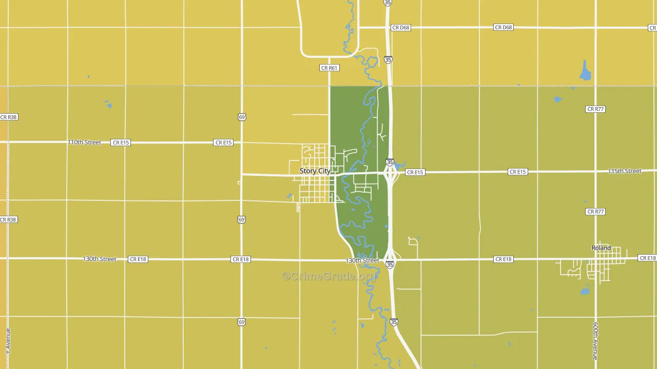 Story City, IA Map of Burglary Rates