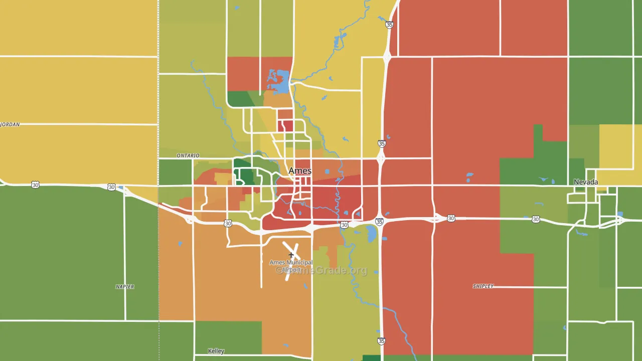 Story County, IA Map of Burglary Rates