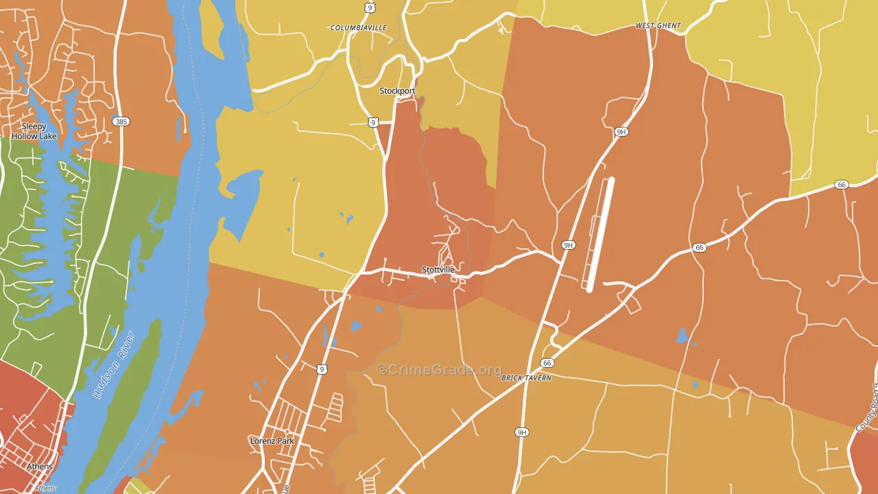 Stottville, NY Map of Burglary Rates