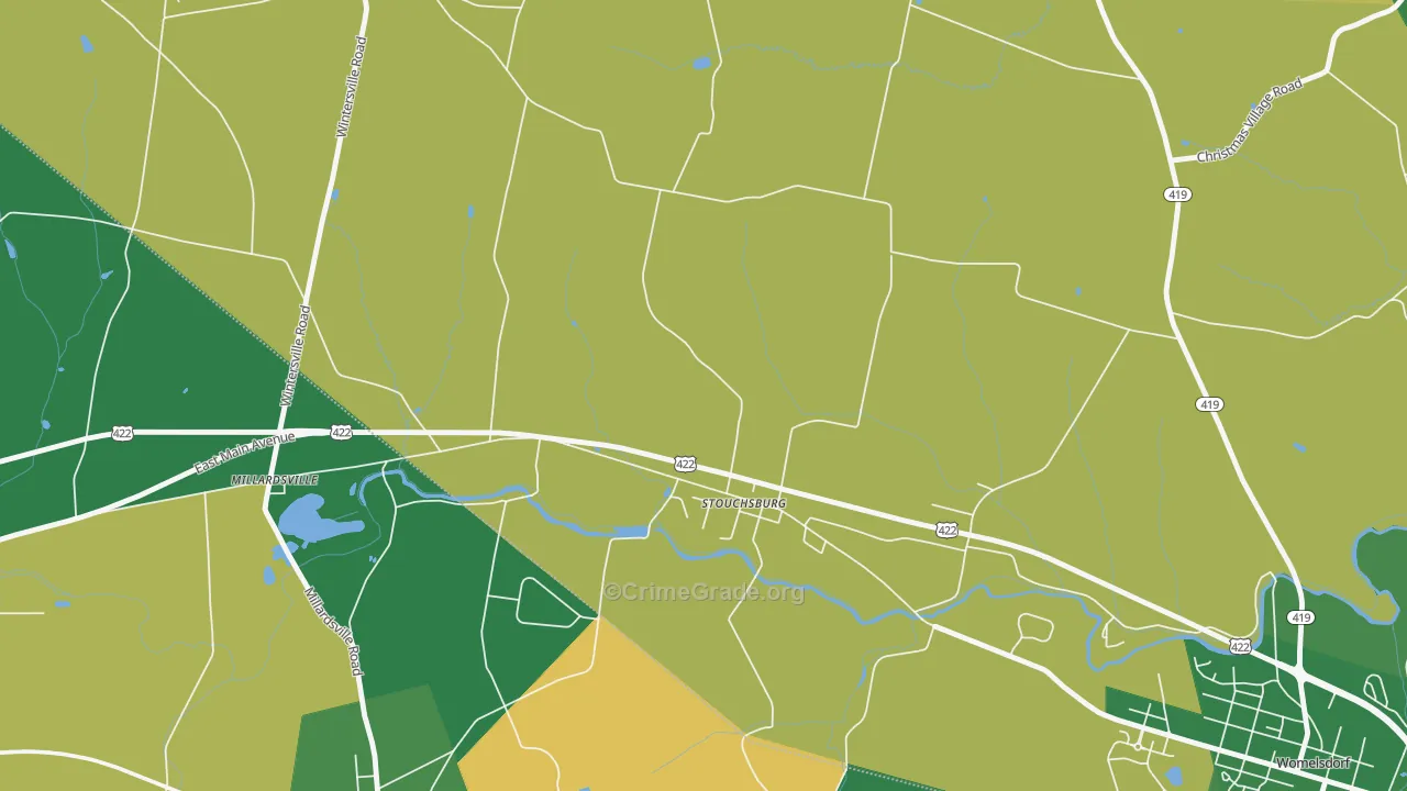 Stouchsburg, PA Map of Burglary Rates