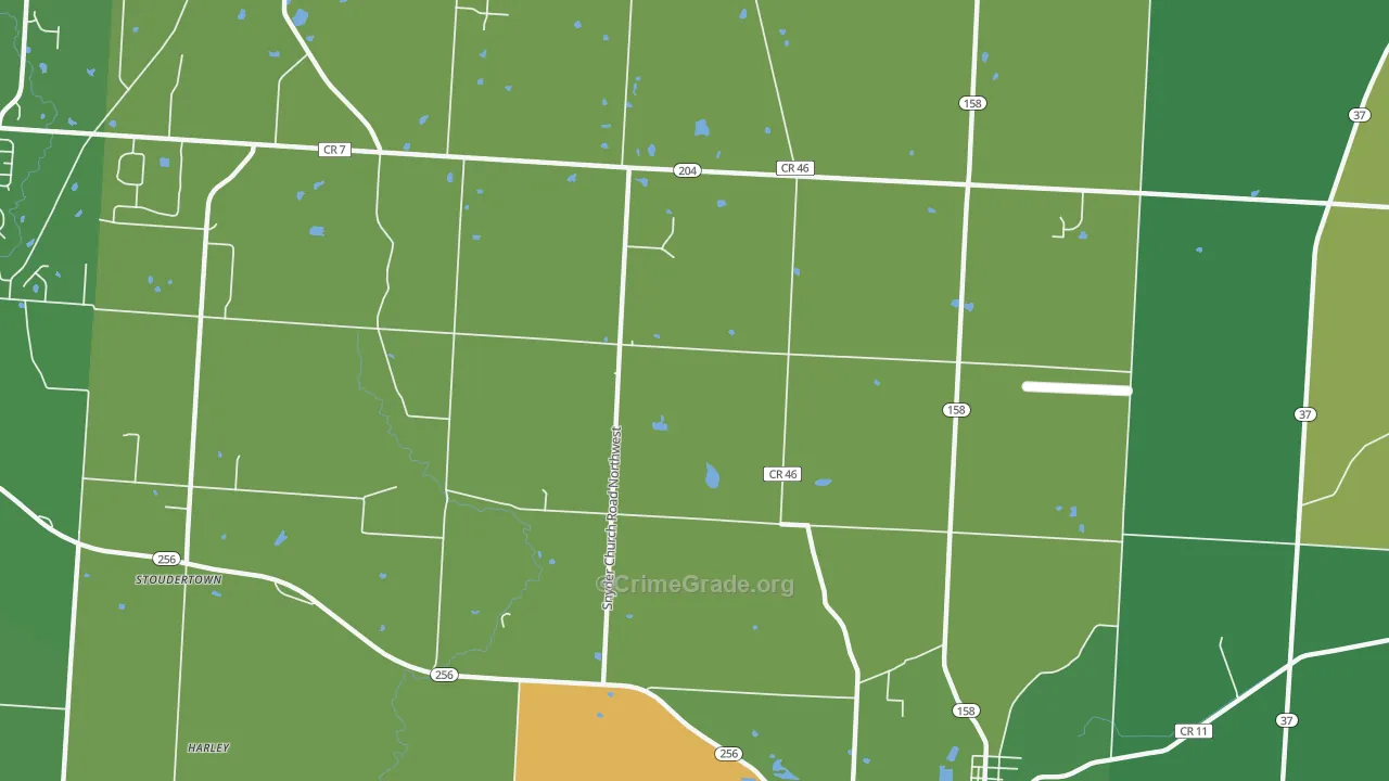 Stoudertown, OH Map of Burglary Rates