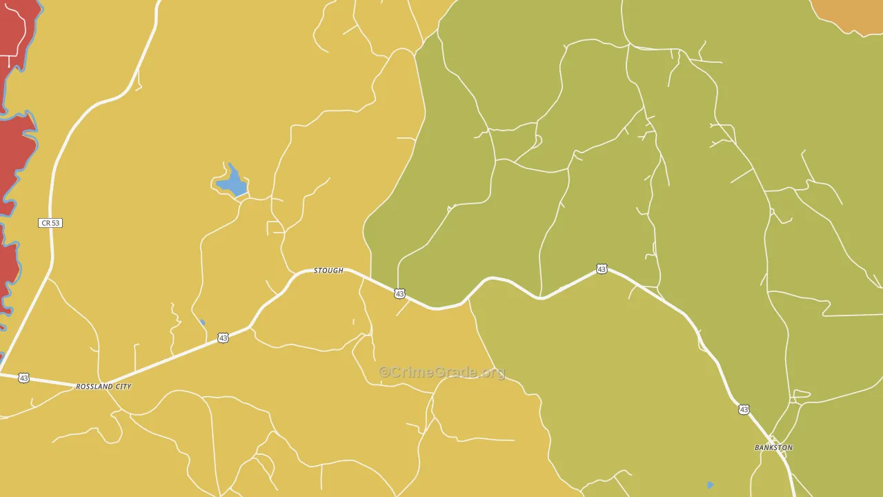 Stough, AL Map of Burglary Rates