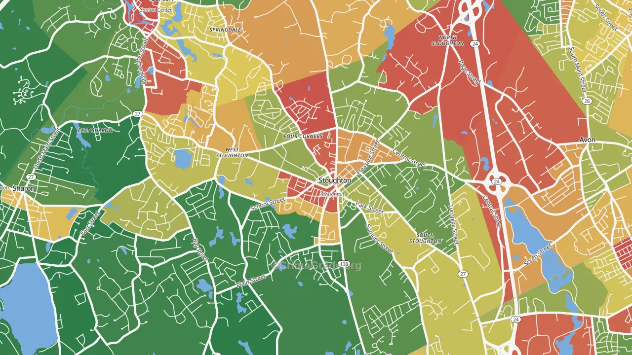 Stoughton, MA Map of Burglary Rates