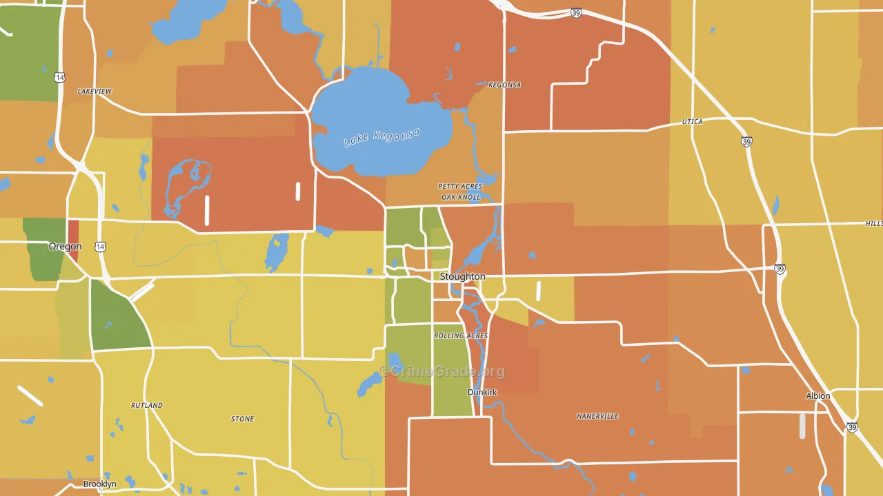 Stoughton, WI Map of Burglary Rates