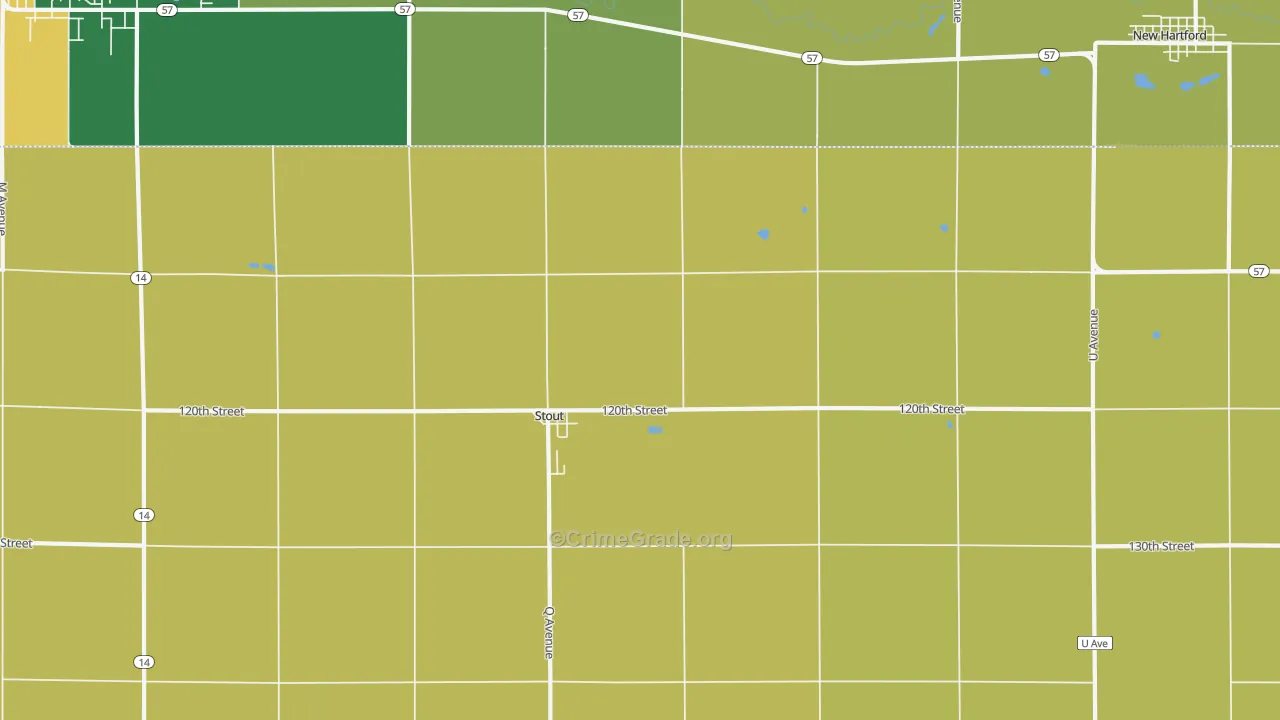 Stout, IA Map of Burglary Rates